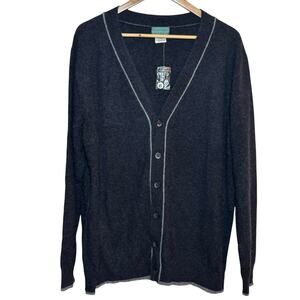Hammacher Schlemmer 100% Cashmere Charcoal Gray XXL Cardigan Sweater